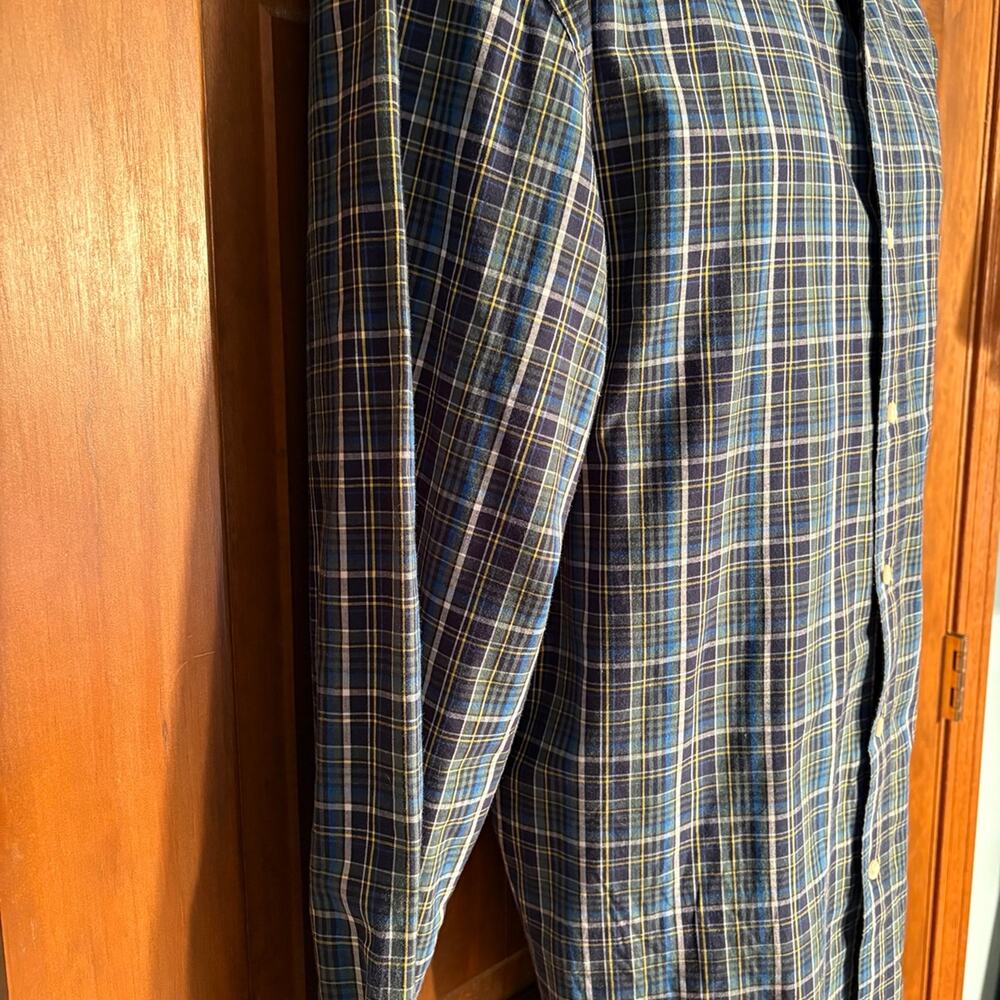 Chaps Shirt Men's 2XL Long Sleeve Button Down Stretch Easy Care Green Plaid - Picture 4 of 12
